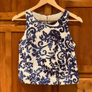 Milly Sleeveless Blue and White Floral Top Size 2